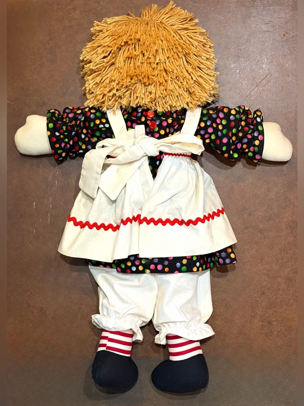 Vintage- Handmade Raggedy Ann Dolls- Unique yellow hair and polka dot dress